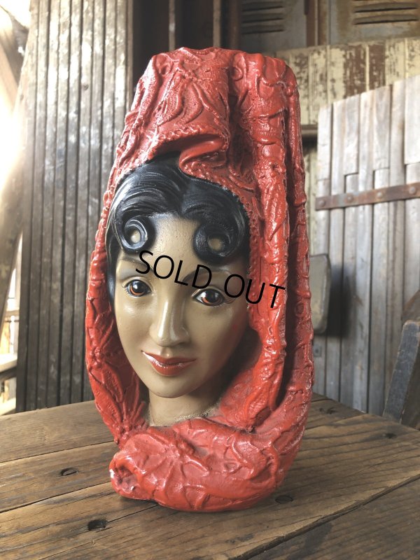 画像1: Vintage Mid-Century Marwal Chalkware Head Bust Statue (A088) 