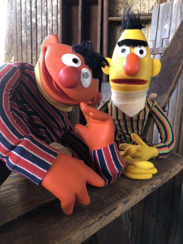 画像7: 70s Vintage Sesame Street Hand Puppet Doll Ernie Bert Large Version (A106) 