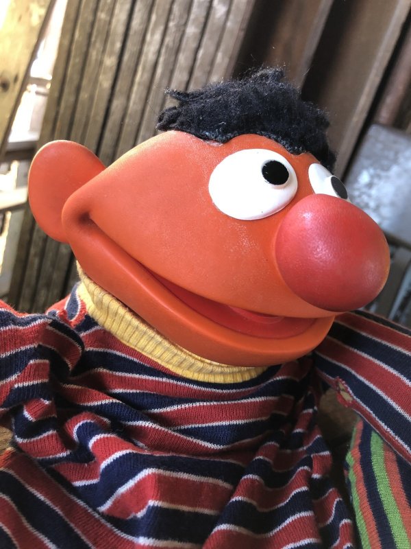 画像10: 70s Vintage Sesame Street Hand Puppet Doll Ernie Bert Large Version (A106) 