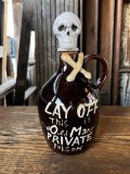 50s Vintage SKULL " LAY OFF " Poison Decanter Bottle (A122)