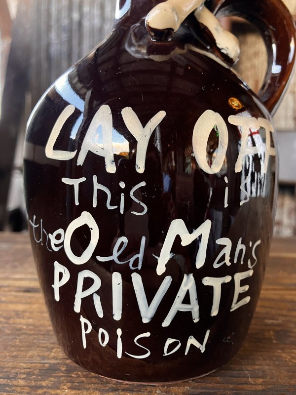 画像13: 50s Vintage SKULL " LAY OFF " Poison Decanter Bottle (A122)