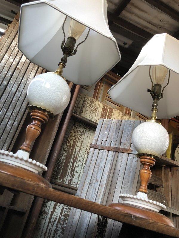 画像24: Vintage MCM Wood x Ceramic Table Lamp Set (A128)