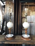 画像2: Vintage MCM Wood x Ceramic Table Lamp Set (A128) (2)