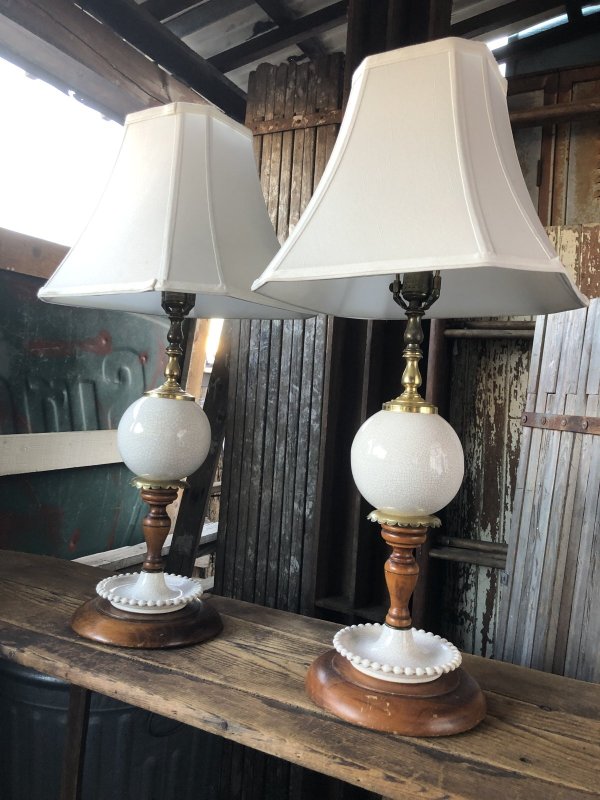 画像26: Vintage MCM Wood x Ceramic Table Lamp Set (A128)