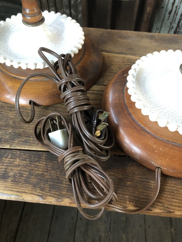 画像30: Vintage MCM Wood x Ceramic Table Lamp Set (A128)