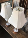 画像23: Vintage MCM Wood x Ceramic Table Lamp Set (A128) (23)