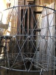 画像11: Vintage Metal Wire Folding Laundry Cart Basket on Wheels (A131)  (11)