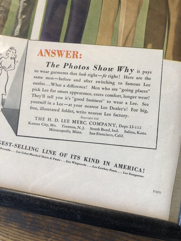 画像5: Vintage LEE WORK CLOTHES The H. D. Lee Company Magazine Advertising w/frame (A195)