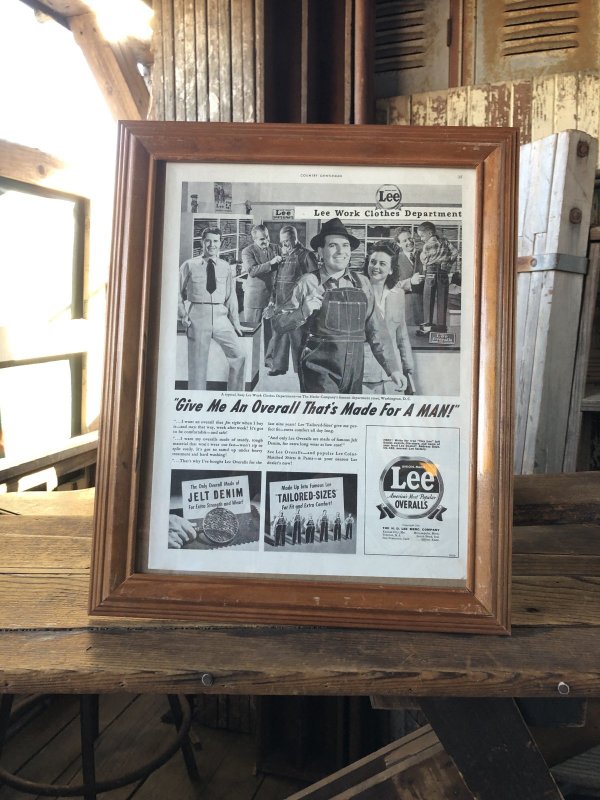 画像1: Vintage LEE WORK CLOTHES The H. D. Lee Company Magazine Advertising w/frame (A197)