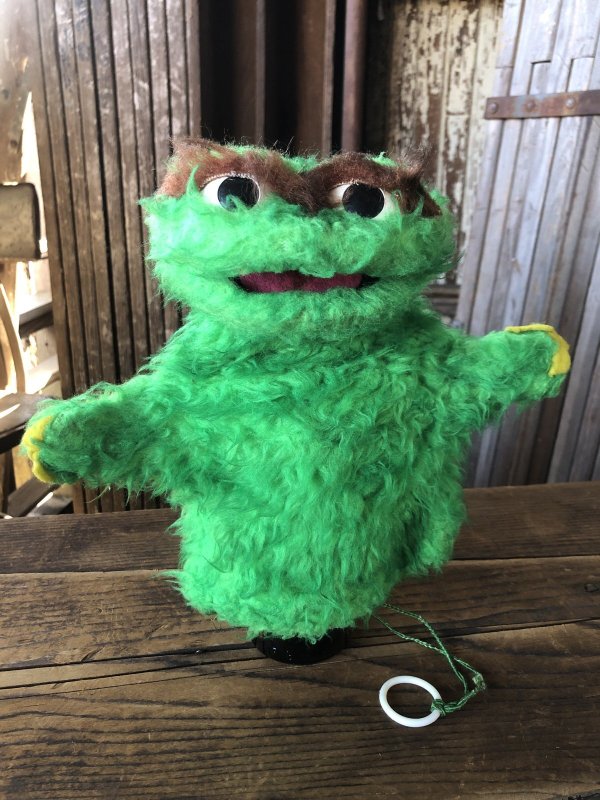 画像1: 70s Vintage Sesame Street Oscar The Grouch Hand Puppet Doll (A206)