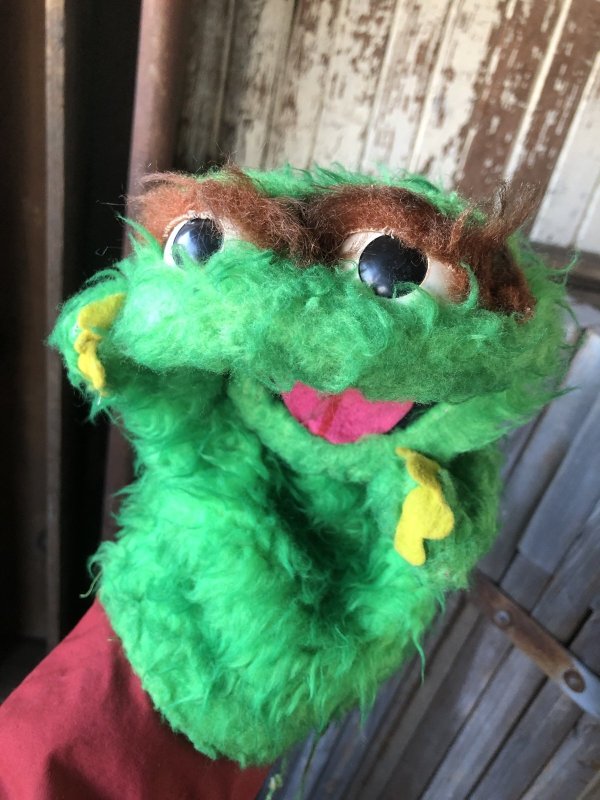 画像13: 70s Vintage Sesame Street Oscar The Grouch Hand Puppet Doll (A206)
