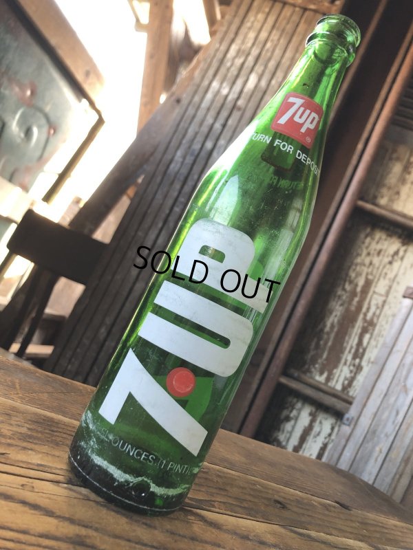 画像3: 70s Vintage 7UP Soda Green Glass Bottle 16FL OZ (A232) 