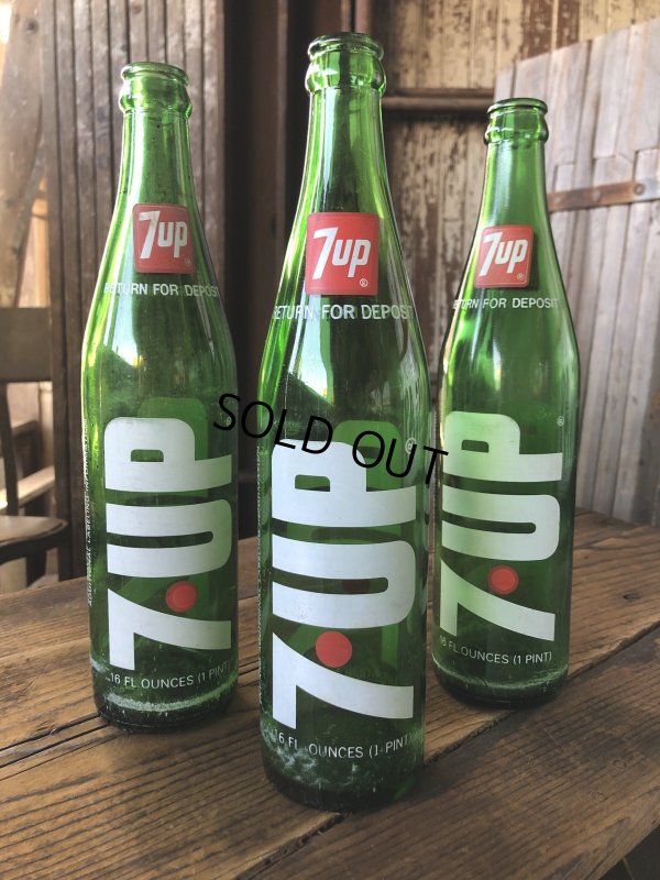 画像12: 70s Vintage 7UP Soda Green Glass Bottle 16FL OZ (A232) 