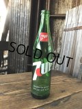 70s Vintage 7UP Soda Green Glass Bottle 16FL OZ (A230) 