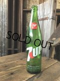 70s Vintage 7UP Soda Green Glass Bottle 16FL OZ (A231) 