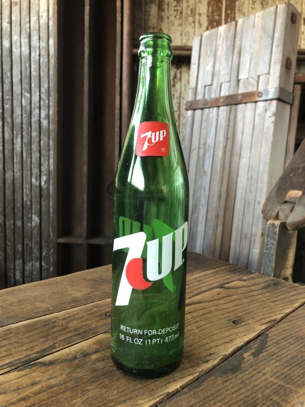 画像3: 70s Vintage 7UP Soda Green Glass Bottle 16FL OZ (A230) 