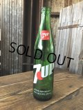 70s Vintage 7UP Soda Green Glass Bottle 16FL OZ (A229) 