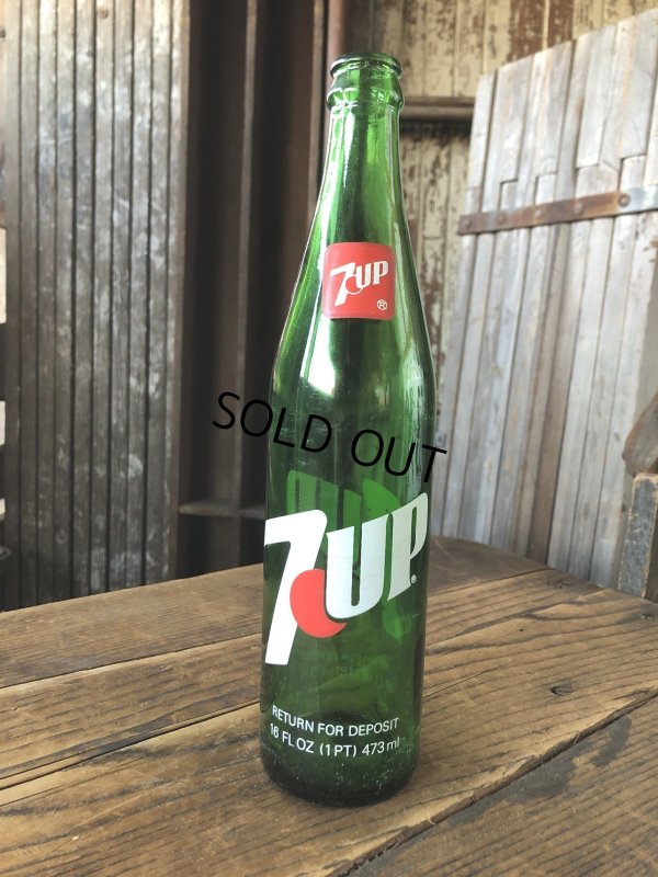 画像1: 70s Vintage 7UP Soda Green Glass Bottle 16FL OZ (A229) 