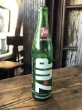70s Vintage 7UP Soda Green Glass Bottle 16FL OZ (A232) 