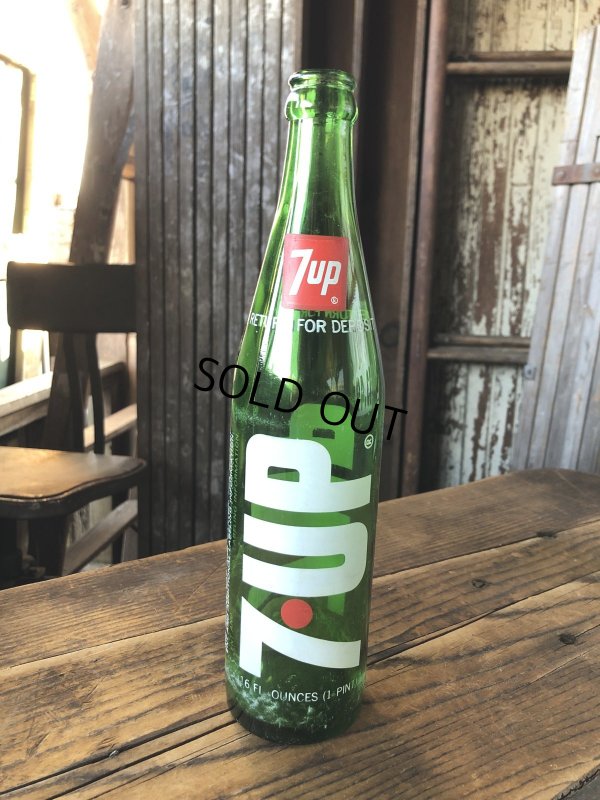 画像1: 70s Vintage 7UP Soda Green Glass Bottle 16FL OZ (A233) 