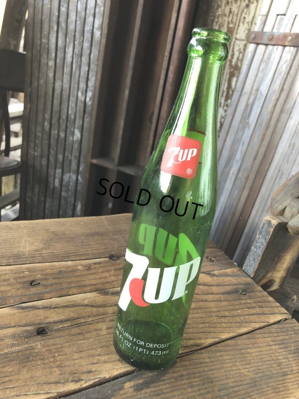 画像3: 70s Vintage 7UP Soda Green Glass Bottle 16FL OZ (A231) 