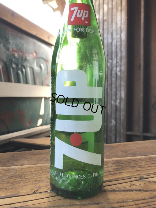 画像6: 70s Vintage 7UP Soda Green Glass Bottle 16FL OZ (A233) 