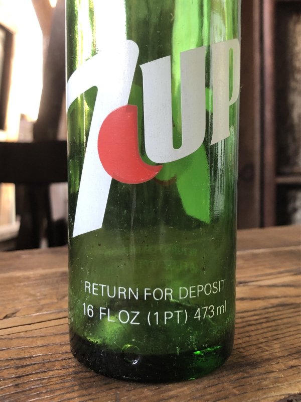 画像6: 70s Vintage 7UP Soda Green Glass Bottle 16FL OZ (A228) 
