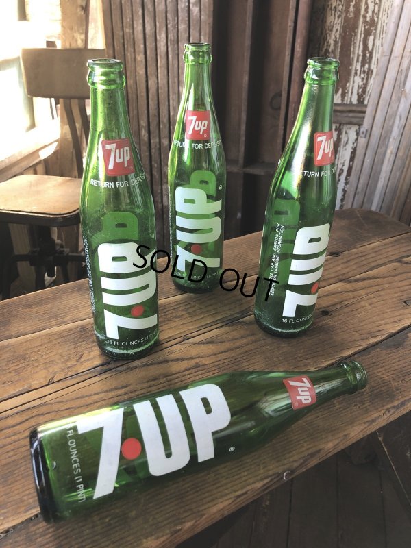 画像11: 70s Vintage 7UP Soda Green Glass Bottle 16FL OZ (A232) 