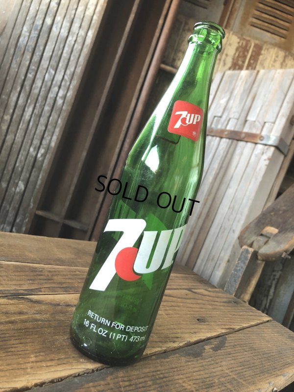 画像3: 70s Vintage 7UP Soda Green Glass Bottle 16FL OZ (A229) 