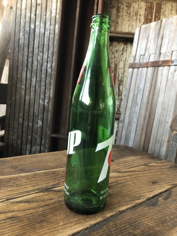画像4: 70s Vintage 7UP Soda Green Glass Bottle 16FL OZ (A229) 
