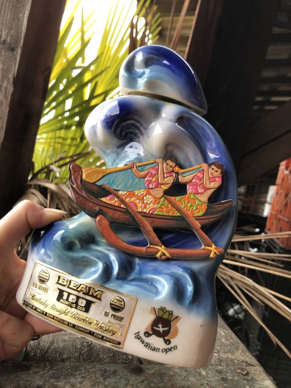 画像15: 70s Vintage Jim Beam for UNITED AIRLINES Hawaiian Open Golf Tournament Ceramic Decanter (A247)