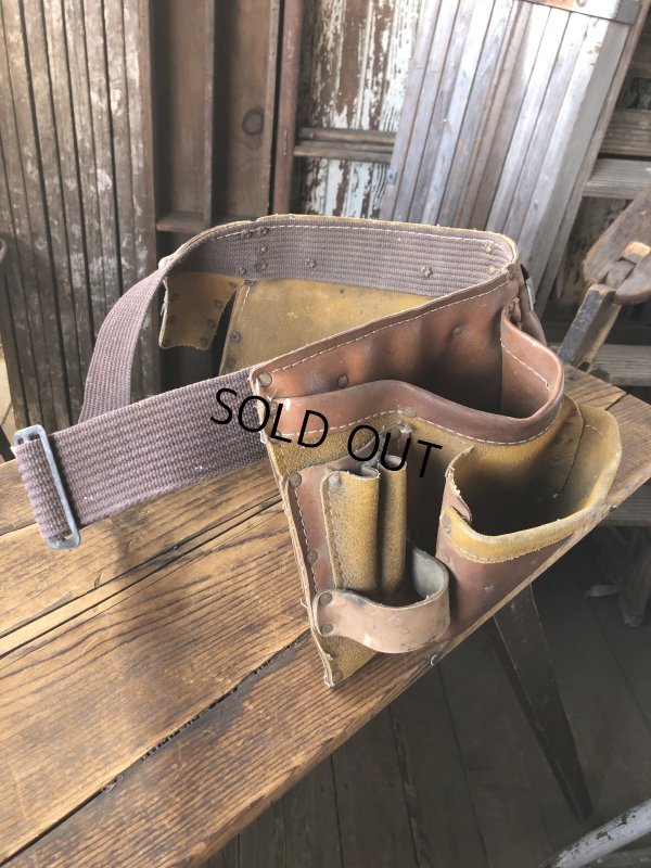 画像2: Vintage Carpenter Leather Tool Belt Pouch (A249)