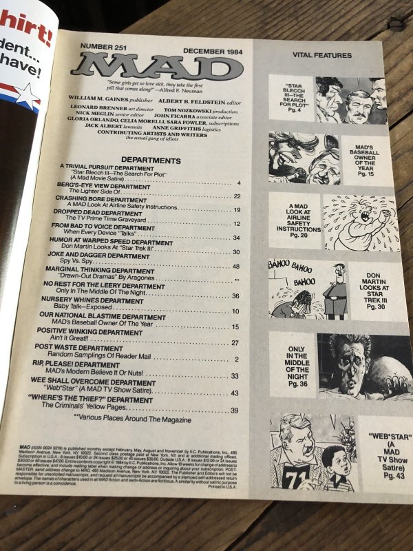 画像5: 1984 Vintage MAD Magazine No.251 Dec. '84 (A272)