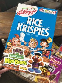 00s Vintage Kellogg's Cereal Box RICE KRISPIES Sesame Street (A302)