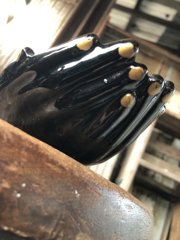 画像5: 50s Vintage Japan Porcelain Black Hand Ashtray Jewelry Trinket Bowl (A320)