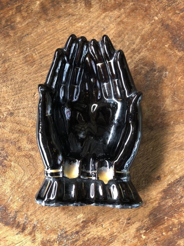 画像15: 50s Vintage Japan Porcelain Black Hand Ashtray Jewelry Trinket Bowl (A320)