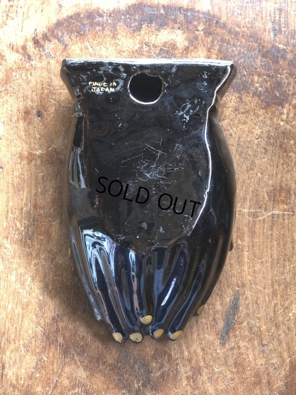 画像9: 50s Vintage Japan Porcelain Black Hand Ashtray Jewelry Trinket Bowl (A320)