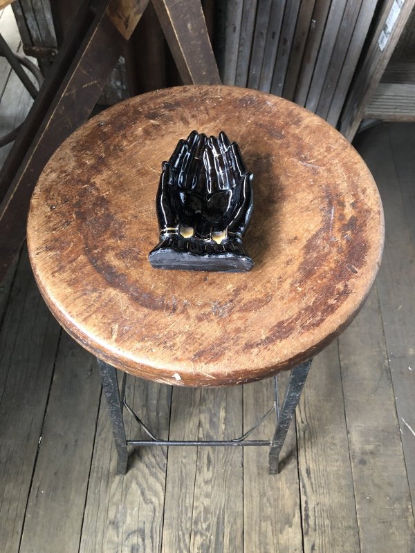 画像16: 50s Vintage Japan Porcelain Black Hand Ashtray Jewelry Trinket Bowl (A320)