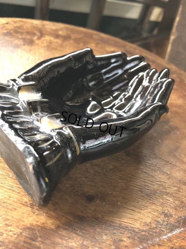 画像7: 50s Vintage Japan Porcelain Black Hand Ashtray Jewelry Trinket Bowl (A320)