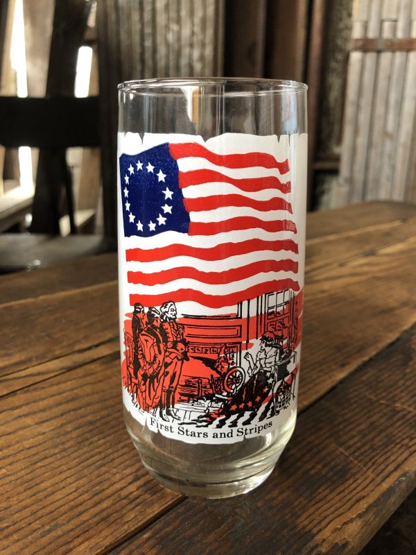 画像1: 70s Vintage Coca Cola Heritage Glass First Stars and Stripes (A340) 　