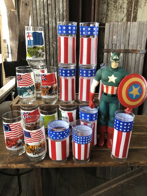 画像8: Vintage Groovy American Old Glory Stars and Stripes Glass 45 (A333) 　