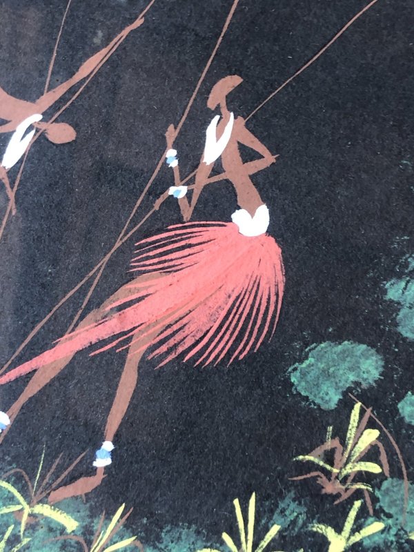 画像12: 50s Vintage MCM African Tribal Art w/Frame SET (A358)