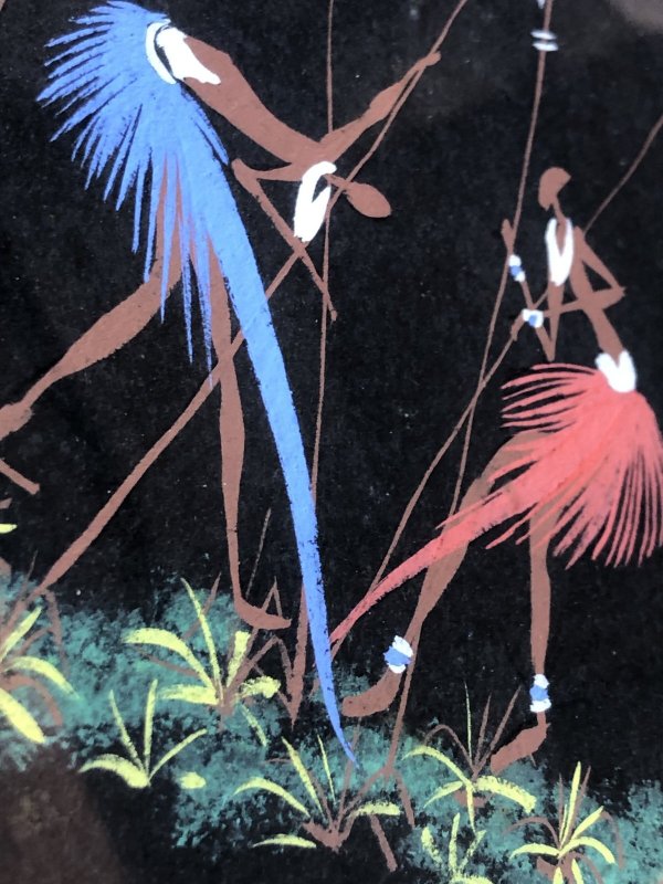 画像11: 50s Vintage MCM African Tribal Art w/Frame SET (A358)