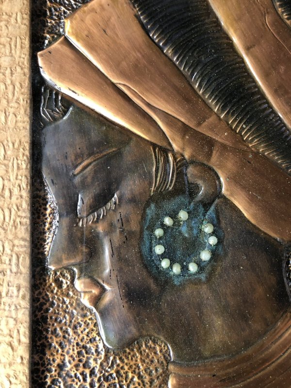 画像7: Vintage MCM African Woman Embossed Copper Wall Relief Art w/Frame SET (A359)
