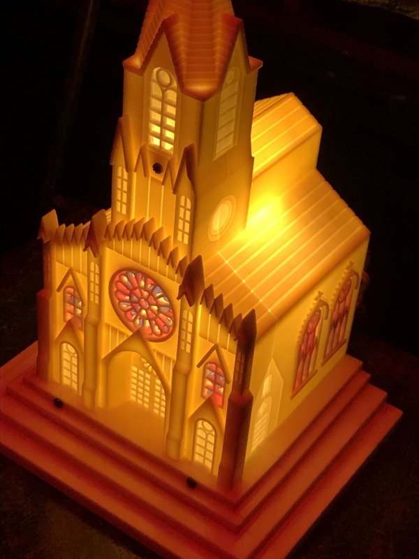画像25: 50s Vintage Raylite Lighted Musical Windup Church (A382)