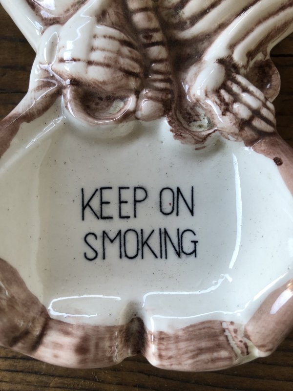 画像10: Vintage Nodding Skeleton KEEP ON SMOKING Ceramic Ashtray Made in JAPAN (A388)