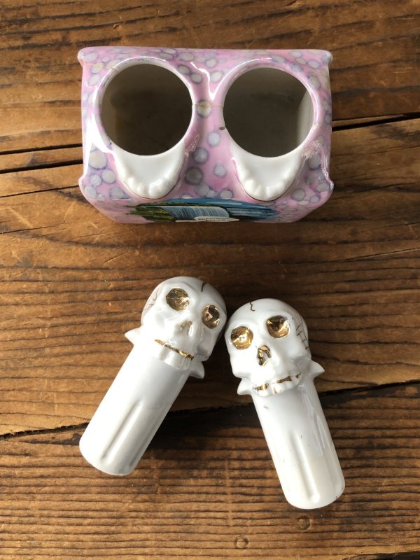 画像9: Vintage Nodding Skulls Salt and Pepper Ceramic Shakers Made in JAPAN (A389)