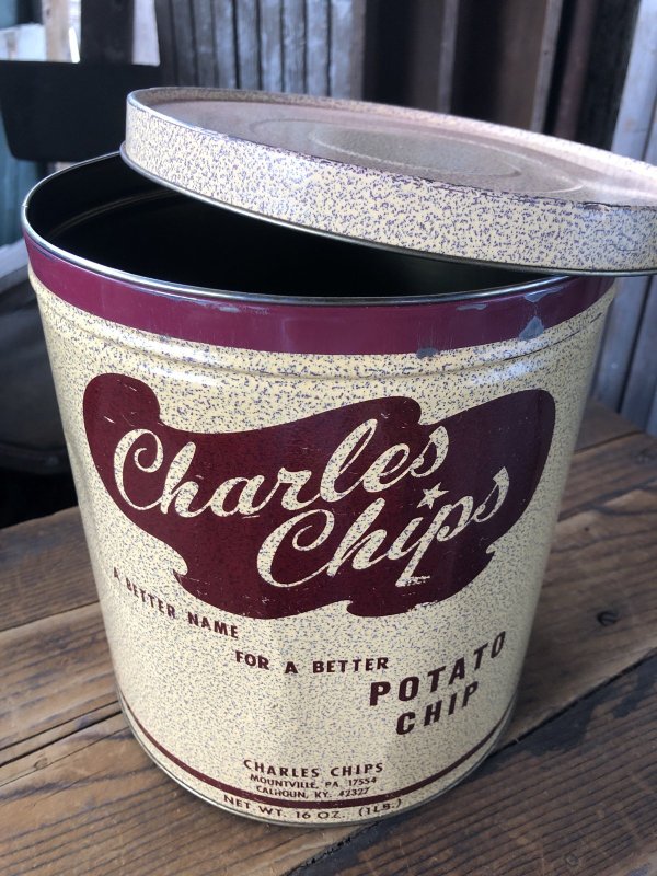 画像7: Vintage Charles Chips Advertising Potato Chip Tin Can (A393)