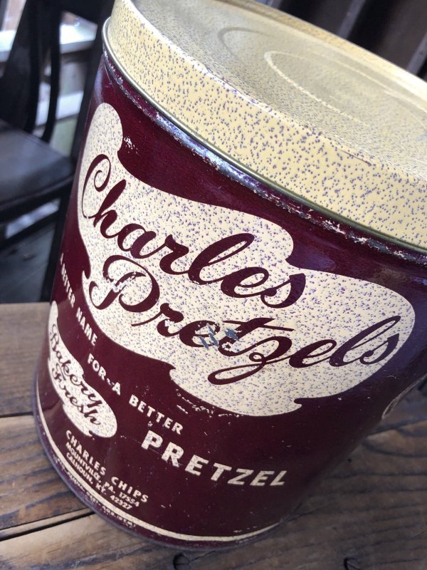 画像7: Vintage Charles Chips Advertising Pretzels Tin Can (A392)