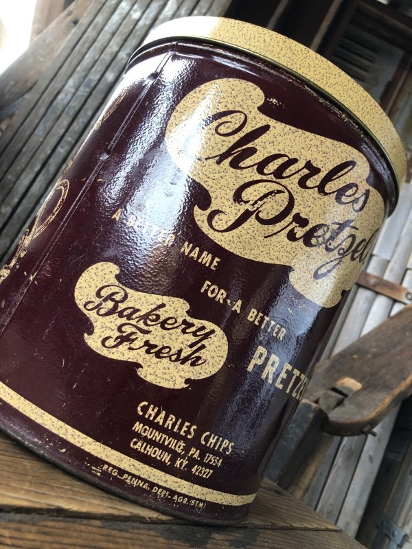 画像6: Vintage Charles Chips Advertising Pretzels Tin Can (A392)
